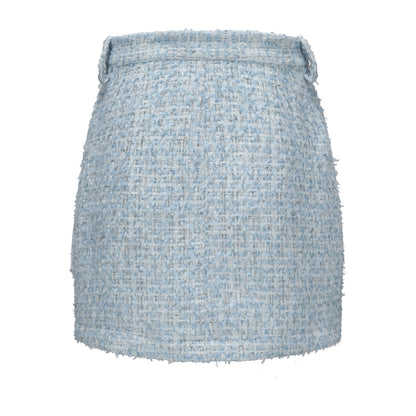 Blue Tweed Pencil Skirt