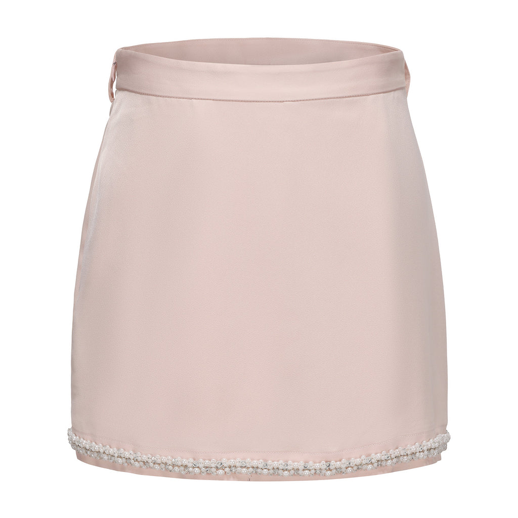 Pink Beaded Pencil Skirt