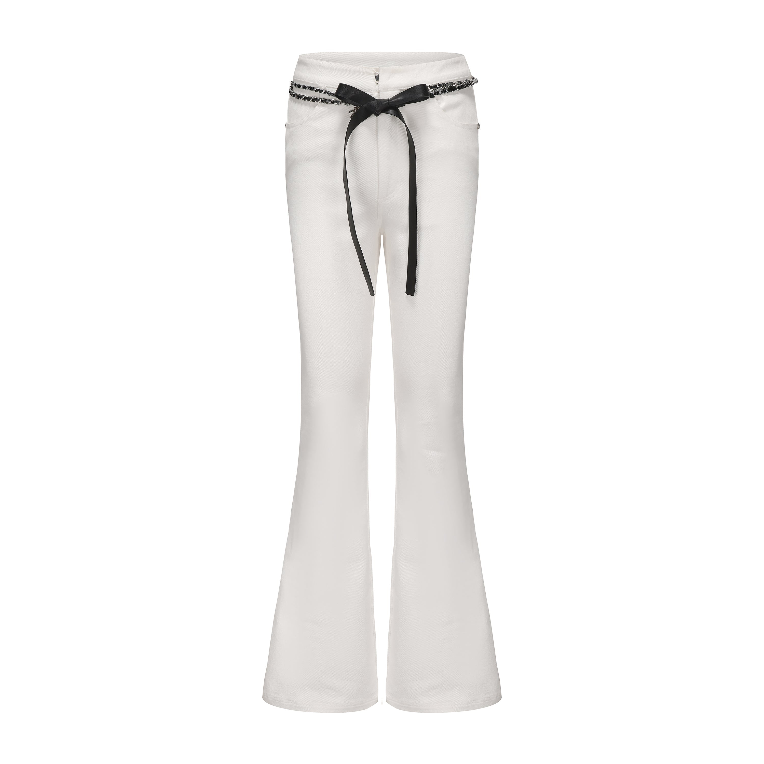 White Fitted Flare Jeans