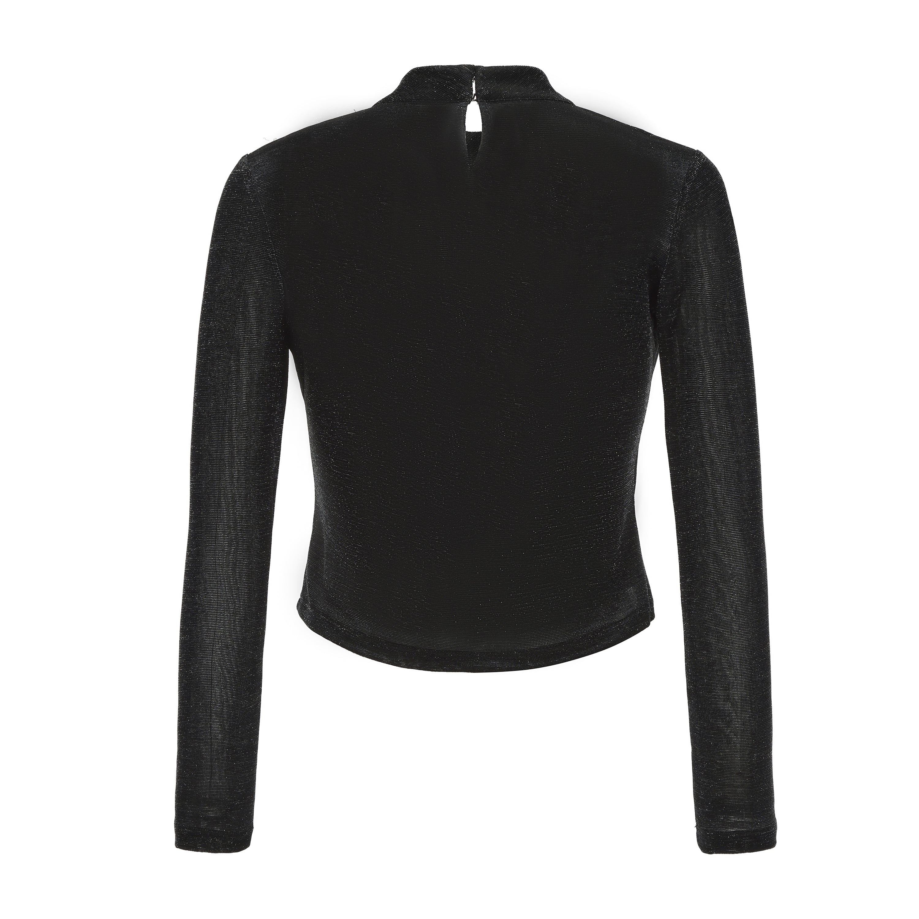 Black Bbeaded Mock-Neck False Two-Piece Top